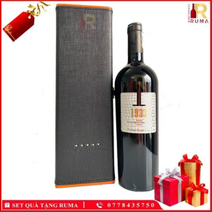 Set quà tặng hộp da 1 chai rượu vang Ý 1933 Rosso