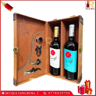 Set quà tặng hộp da 2 chai rượu vang Úc Encaste - VPH