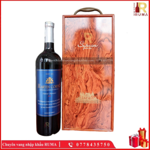 Set quà tặng 1 chai vang Chile Martin Cortes - Hộp sơn mài