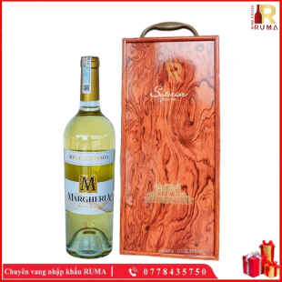 Set quà tặng 1 chai vang trắng Úc Margheria - Hộp sơn mài