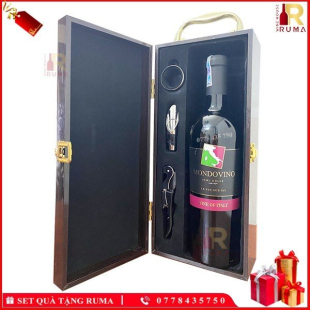 Set quà tặng 1 chai vang Ý Mondovino Semi - Hộp sơn mài