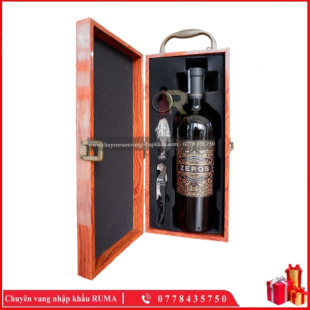 Set quà tặng 1 chai vang Ý Zeros - Hộp sơn mài