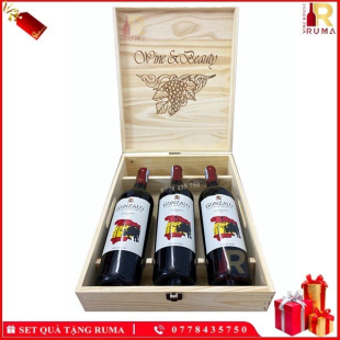 Set quà tặng 3 chai rượu vang Tây Ban Nha Gonzalo