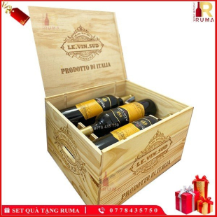 Set quà tặng 6 chai vang Chile Julio Lopez - Hộp gỗ 2 tầng