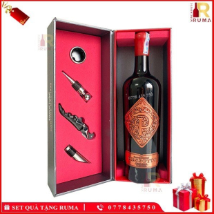 Set quà tặng hộp 1 chai rượu vang Ý Pessotto kèm phụ kiện