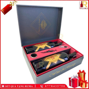 Set quà tặng hộp 2 chai rượu vang Ý 68 kèm phụ kiện