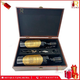 Set quà tặng hộp da 2 chai rượu vang Chile Nando - GMD