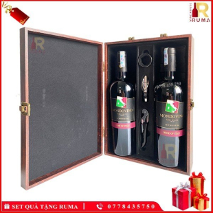 Set quà tặng hộp da 2 chai rượu vang Ý Mondovino Semi  - GMD
