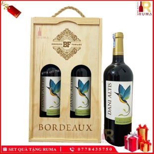 Set quà tặng hộp gỗ 2 chai rượu vang Tây Ban Nha Dani Altis