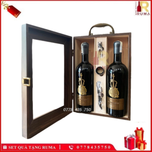 Set quà tặng hộp kính 2 chai rượu vang Ý La Chitarra (Vang Cây Đàn)