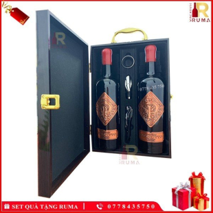 Set quà tặng hộp sơn mài 2 chai rượu vang Ý Pessotto