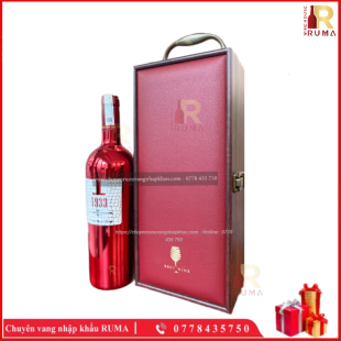 Set Quà Tặng Hộp Da 1 Chai Rượu Vang Ý 1933 Ruby - GMD