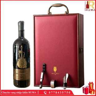 Set quà tặng hộp da 2 chai rượu vang Ý La Chitarra (Vang Cây Đàn) - GMD
