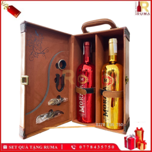Set quà tặng hộp da 2 chai rượu vang ngọt  Ý Morata - VPH