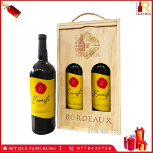 Set quà tặng hộp gỗ 2 chai rượu vang Úc Encaste