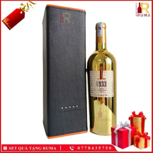 Set quà tặng hộp da 1 chai rượu vang Ý 1933 Topaz